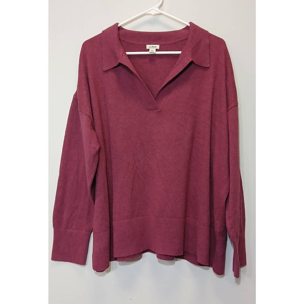 L.L bean womens plus size 2xl boxy sweater summer spring cotton cashmere